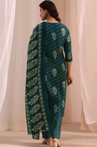 women floral printed regular kurta with trousers & with dupatta