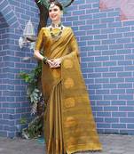 Olive woven design zari tissue saree