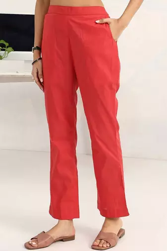 women ethnic motifs printed regular cotton blend kurta with trousers & with dupatta