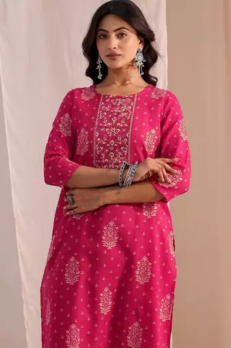 women ethnic motifs printed regular kurta with trousers & with dupatta