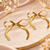 Gold bow stud earrings, herringbone chain, anti-tarnish