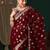 Maroon ethnic motifs woven design zari  georgette kanjeevaram saree