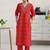women ethnic motifs printed regular thread work kurta with trousers