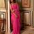 Pink floral embroidered organza saree with blouse piece