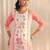 libas peach floral printed straight suit set with dupatta