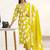 women ethnic motifs printed regular cotton blend kurta with trousers & with dupatta