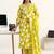 women ethnic motifs printed regular cotton blend kurta with trousers & with dupatta