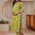 libas green floral printed straight suit set