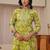 libas green floral printed straight suit set