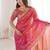 Pink embellished embroidered satin designer saree