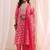 women ethnic motifs printed regular thread work kurta with trousers & with dupatta