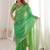 Green embellished embroidered satin designer saree