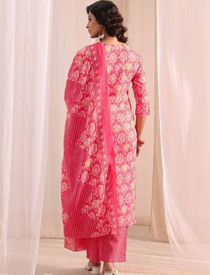 women ethnic motifs printed regular thread work kurta with trousers & with dupatta 6