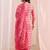 women ethnic motifs printed regular thread work kurta with trousers & with dupatta