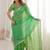 Green embellished embroidered satin designer saree
