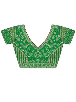 Green embellished embroidered satin designer saree 4