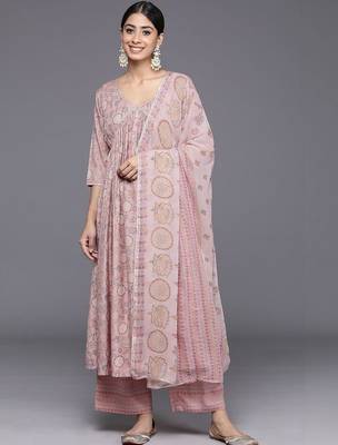 women ethnic motifs printed empire kurta with palazzos & with dupatta 2