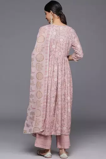 women ethnic motifs printed empire kurta with palazzos & with dupatta