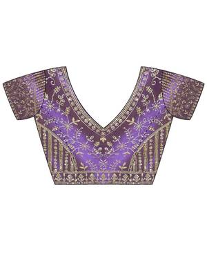 Purple embellished zari satin designer saree 4