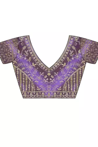 Purple embellished zari satin designer saree