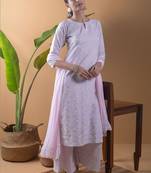 women ethnic motifs printed regular kurta with palazzos & with dupatta