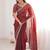 Maroon embellished embroidered satin designer saree