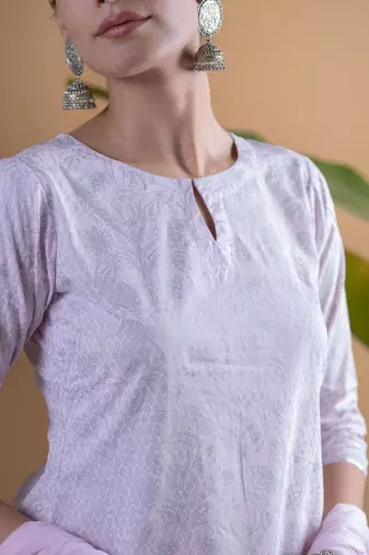 women ethnic motifs printed regular kurta with palazzos & with dupatta