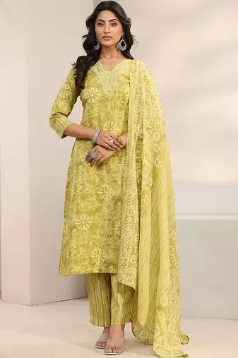 women ethnic motifs printed regular thread work kurta with trousers & with dupatta