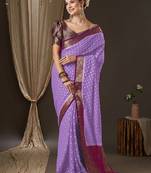 Lavender woven design zari  georgette kanjeevaram saree