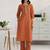 women ethnic motifs printed regular thread work kurta with trousers