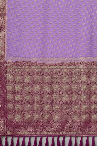 Lavender woven design zari  georgette kanjeevaram saree