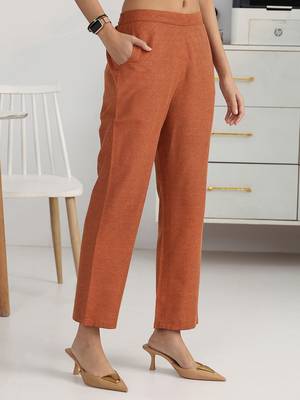 women ethnic motifs printed regular thread work kurta with trousers 6