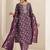 floral printed round neck mirror work straight kurta with trousers & dupatta