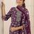 floral printed round neck mirror work straight kurta with trousers & dupatta