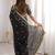 Black floral embroidered satin designer saree