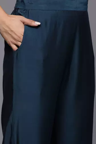 women woven design self design kurta with trousers & dupatta