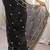 Black floral embroidered satin designer saree