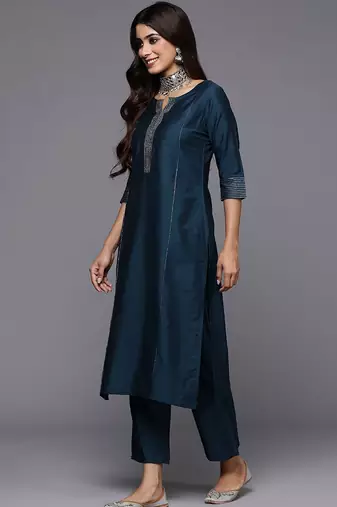 women woven design self design kurta with trousers & dupatta