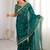 Teal embellished zari satin designer saree