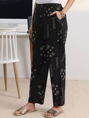 libas black printed straight kurta set 2