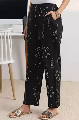 libas black printed straight kurta set