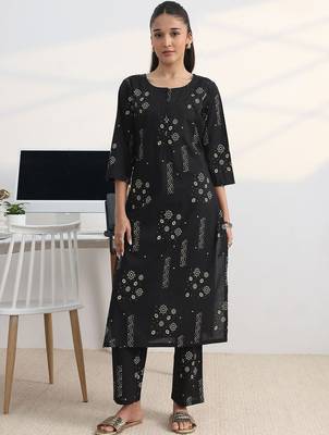 libas black printed straight kurta set 3