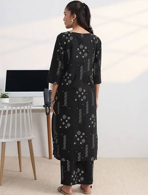 libas black printed straight kurta set 5
