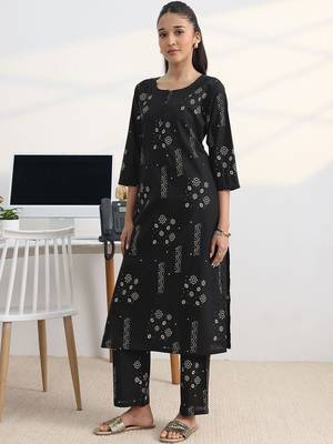 libas black printed straight kurta set 6