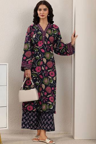 women floral printed regular kurta with palazzos