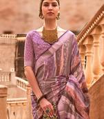 Mauve ethnic motifs zari banarasi saree