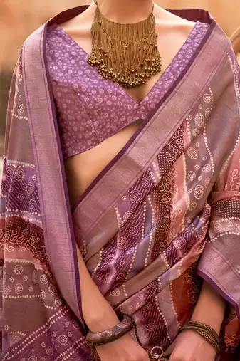 Mauve ethnic motifs zari banarasi saree