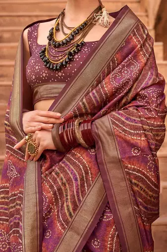 Magenta woven design silk blend banarasi saree