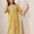 floral printed v-neck a-line kurta with trousers