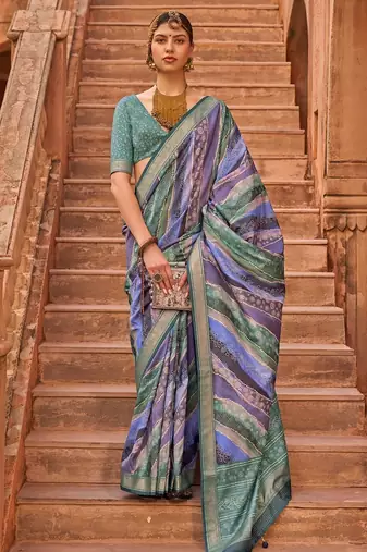Lavender warli jaali silk blend banarasi saree